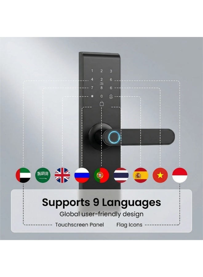 Black Smart WiFi Door Lock ,Tuya APP+Keypad , Auto Lock+One-Touch Unlock , 5050 Mortise , Home/Office - Image 1