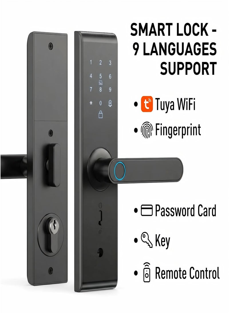 Black Smart WiFi Door Lock ,Tuya APP+Keypad , Auto Lock+One-Touch Unlock , 5050 Mortise , Home/Office - Image 1