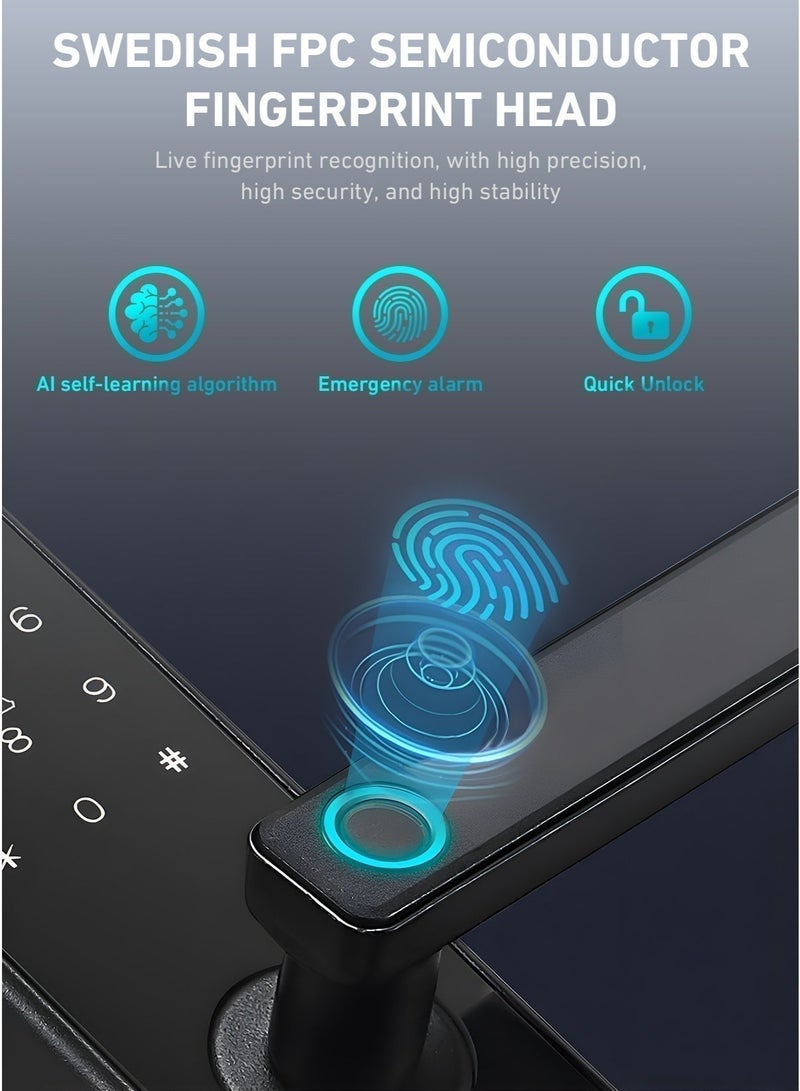 Black Smart WiFi Door Lock ,Tuya APP+Keypad , Auto Lock+One-Touch Unlock , 5050 Mortise , Home/Office - Image 5