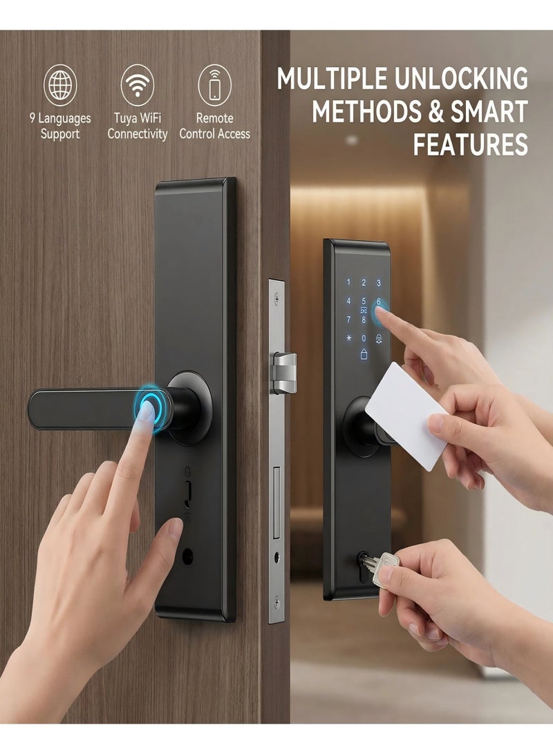 Black Smart WiFi Door Lock ,Tuya APP+Keypad , Auto Lock+One-Touch Unlock , 5050 Mortise , Home/Office - Image 3