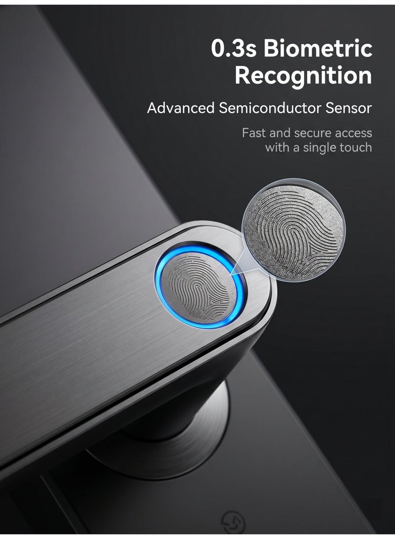 SageLiving Black WiFi Smart Door Lock with 5050 Mortise – Fingerprint, Tuya App, Keypad, Card & Key Unlock, Auto Lock Security for Home & Office - Image 3