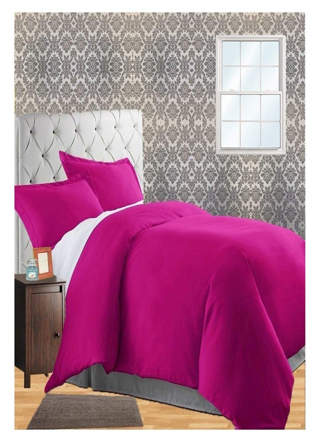 CELINE LINEN Wrinkle & Fade Resistant 3-Piece Duvet Cover Set - Protects and Covers Your Comforter/Duvet Insert, 1500 Series Luxurious 100% - Silky Soft, Full/Queen, Hot Pink - Image 2