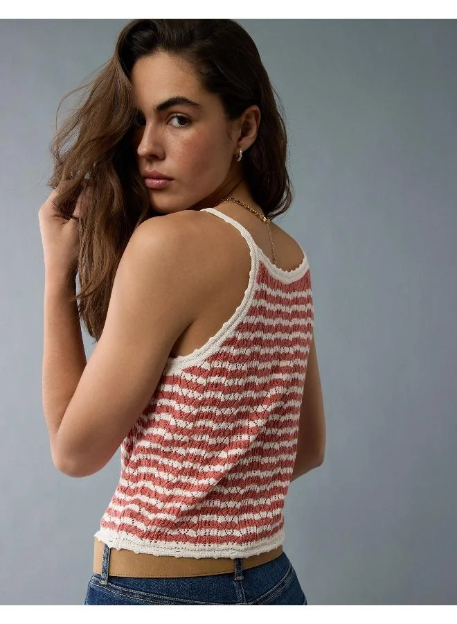 American Eagle Elevate your warm weather wardrobe with this chic tank top, crocheted for a luxe textured look.
