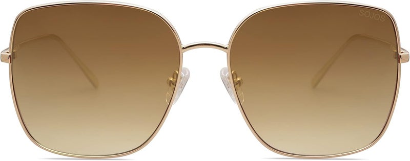 Sojos Trendy Oversized Square Metal Frame Sunglasses for Women Men Retro Big Flat Lens UV Protection Sunglasses SJ1146 - Image 3