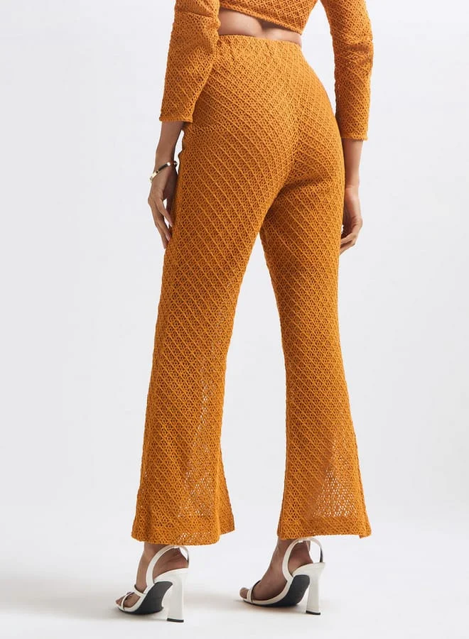Splash FAV Textured Flared Pants with Elasticised Waistband
