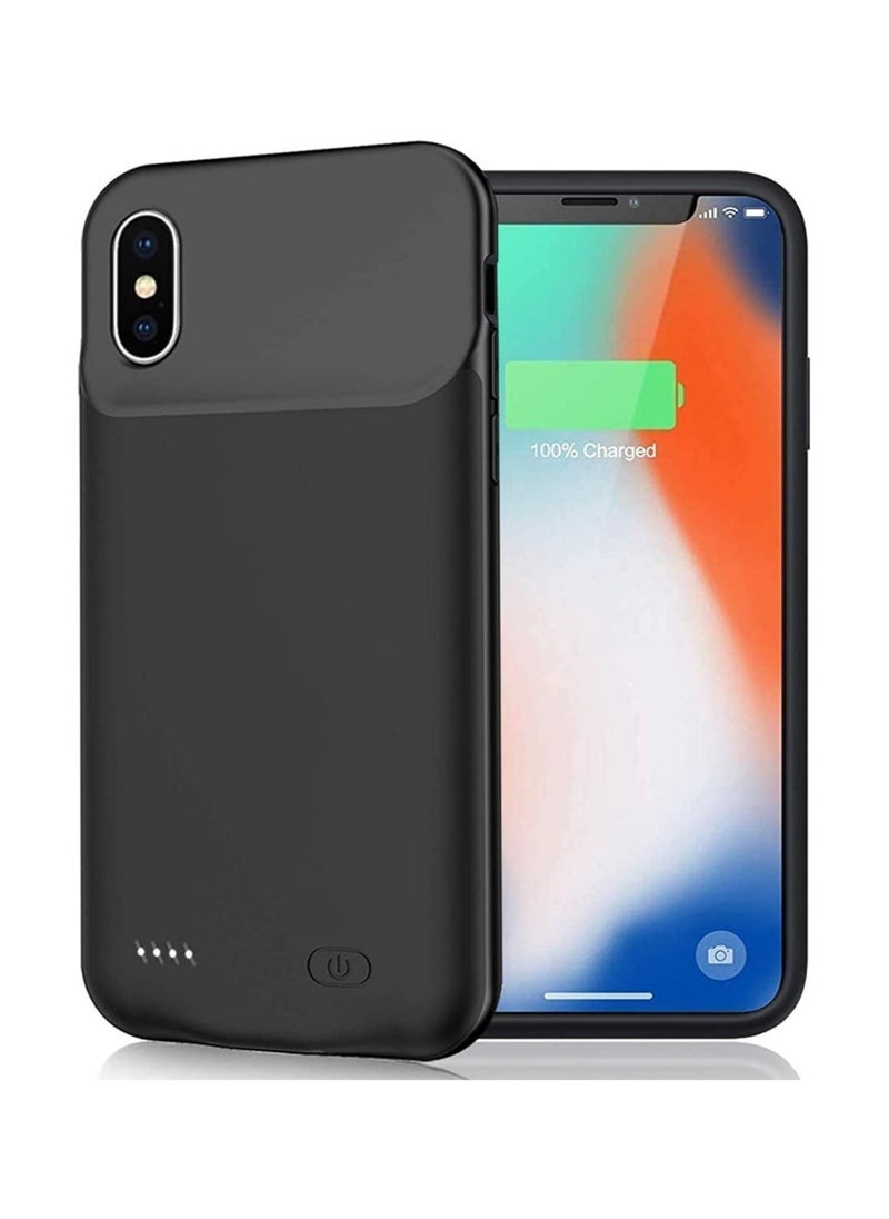 ELTRAZONE حافظة بطارية 3200mAh لجهاز iPhone X/XS – حافظة شحن واقية محمولة، حزمة بطارية قابلة لإعادة الشحن، تصميم نحيف، مضادة للصدمات، مؤشر طاقة LED، متوافقة مع iPhone X/XS (5.8") – أسود - Image 1