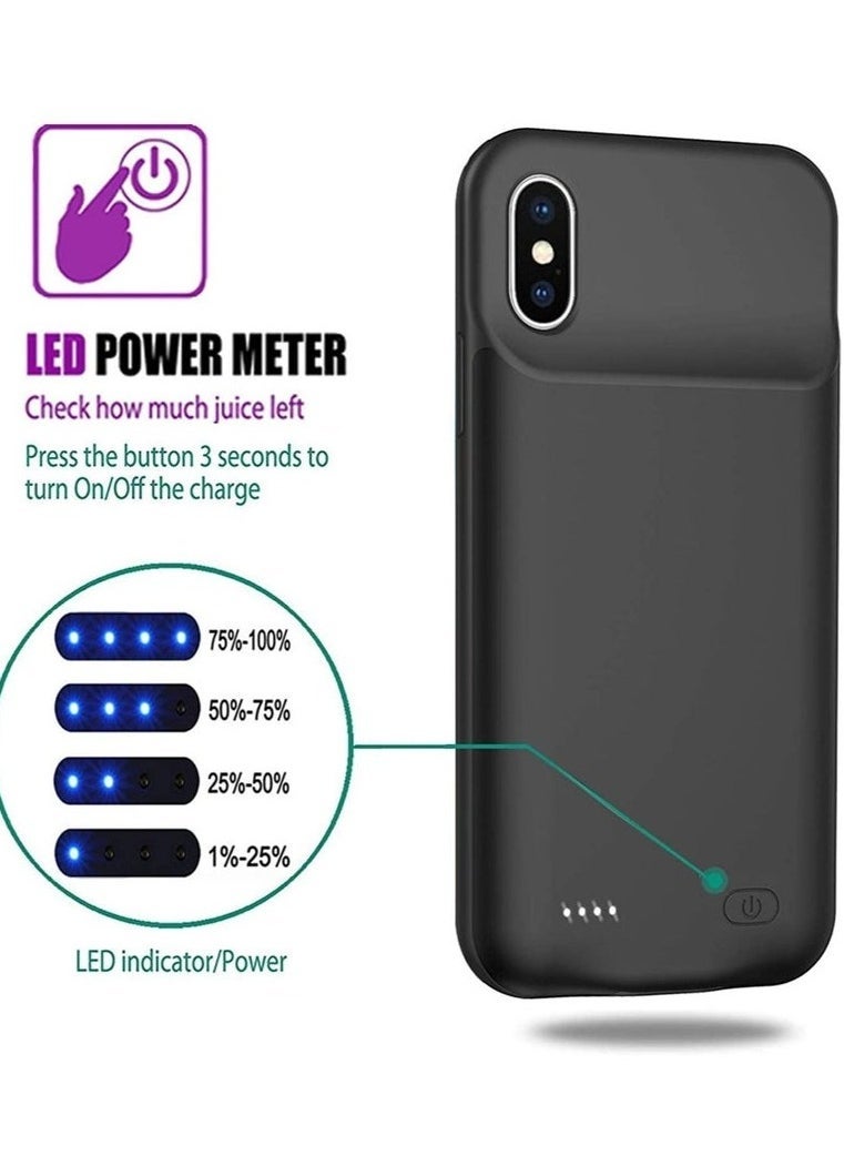 ELTRAZONE حافظة بطارية 3200mAh لجهاز iPhone X/XS – حافظة شحن واقية محمولة، حزمة بطارية قابلة لإعادة الشحن، تصميم نحيف، مضادة للصدمات، مؤشر طاقة LED، متوافقة مع iPhone X/XS (5.8") – أسود - Image 3