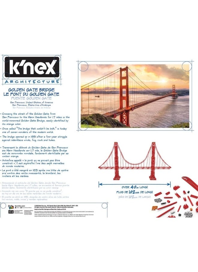 K'NEX - K'NEX Architecture: Golden Gate Bridge - Build IT Big - Collectible Building Set for Adults & Kids 9+ - New - 1,536 Pieces - Over 3 Feet Long - Image 1