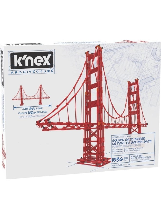 K'NEX - K'NEX Architecture: Golden Gate Bridge - Build IT Big - Collectible Building Set for Adults & Kids 9+ - New - 1,536 Pieces - Over 3 Feet Long - Image 1