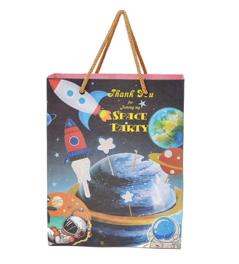 PPJ ® -HAPPY BIRTHDAY SPACE/ASTRONOUT THEME BIRTHDAY PARTY PAPER CARRY BAG (Pack of 10), 10 Inch X 8 Inch X 4 Inch - Image 2
