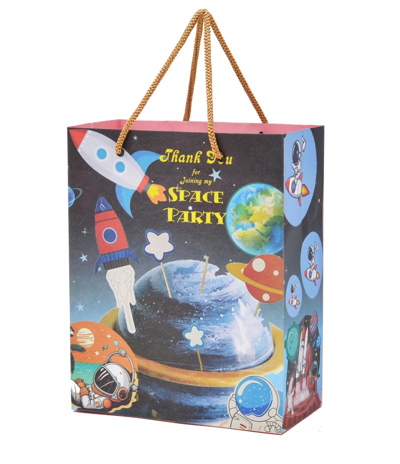 PPJ ® -HAPPY BIRTHDAY SPACE/ASTRONOUT THEME BIRTHDAY PARTY PAPER CARRY BAG (Pack of 10), 10 Inch X 8 Inch X 4 Inch - Image 1