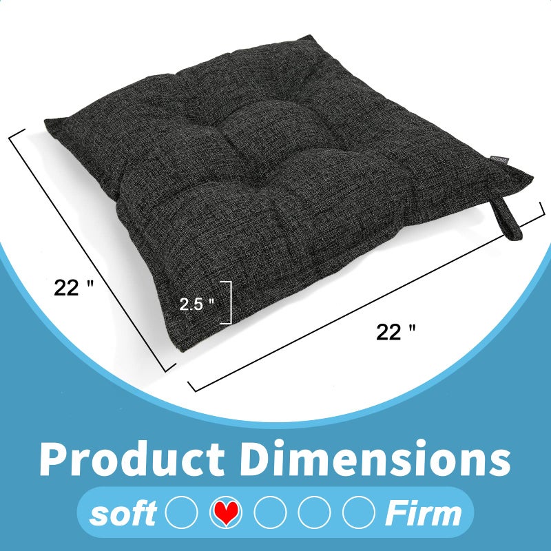 SINOSSO SINSOSSO Large Floor Pillow 22", Thickened Bite-Size Memory Foam Square Non-Slip Cushion for Office Back Support/Indoor Yoga/Chair Seat, Fashionable Color-Blocked Fabric & Washable, Black, 1 PCS - Image 2