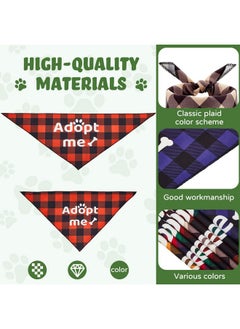 Patelai 16 Pcs 2 Size Adopt Me Dog Bandanas Pet Plaid Reversible Triangle Bibs Printing Pet Scarf Bibs Accessories for Small Medium Large Dogs Cats Pets Animals, 8 Colors  - Image 3