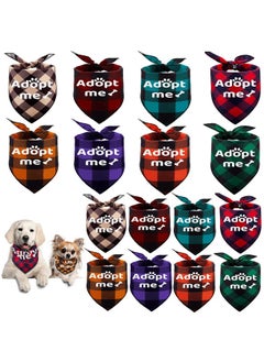 Patelai 16 Pcs 2 Size Adopt Me Dog Bandanas Pet Plaid Reversible Triangle Bibs Printing Pet Scarf Bibs Accessories for Small Medium Large Dogs Cats Pets Animals, 8 Colors  - Image 1