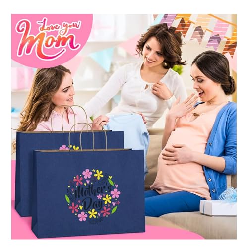RanGit Bhumi Gift Bags- 10pcs 16x6x12 inch Large Paper Bags with Handles Bulk, Kraft Party Favor Bag - Grocery, Shopping, Retail, Merchandise Carry Bags (Navy Blue) (Large- Blue, Pack of 10) - Image 4