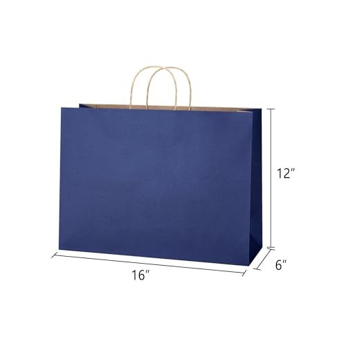 RanGit Bhumi Gift Bags- 10pcs 16x6x12 inch Large Paper Bags with Handles Bulk, Kraft Party Favor Bag - Grocery, Shopping, Retail, Merchandise Carry Bags (Navy Blue) (Large- Blue, Pack of 10) - Image 2
