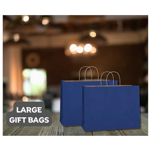RanGit Bhumi Gift Bags- 10pcs 16x6x12 inch Large Paper Bags with Handles Bulk, Kraft Party Favor Bag - Grocery, Shopping, Retail, Merchandise Carry Bags (Navy Blue) (Large- Blue, Pack of 10) - Image 5