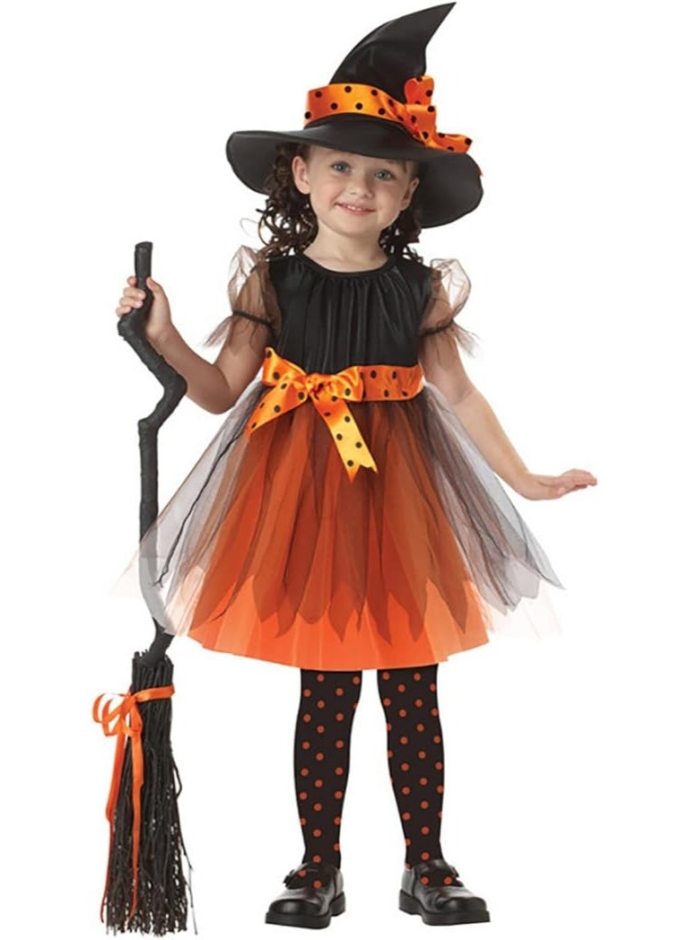 Jorunb Cute Children Halloween Orange Witch Costume for Girls, Toddler Infant Baby Halloween Costume Outfit Cosplay - Image 1