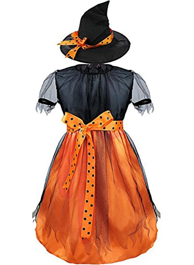 Jorunb Cute Children Halloween Orange Witch Costume for Girls, Toddler Infant Baby Halloween Costume Outfit Cosplay - Image 3