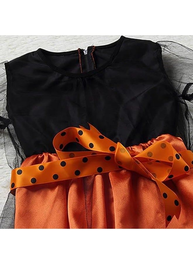 Jorunb Cute Children Halloween Orange Witch Costume for Girls, Toddler Infant Baby Halloween Costume Outfit Cosplay - Image 5