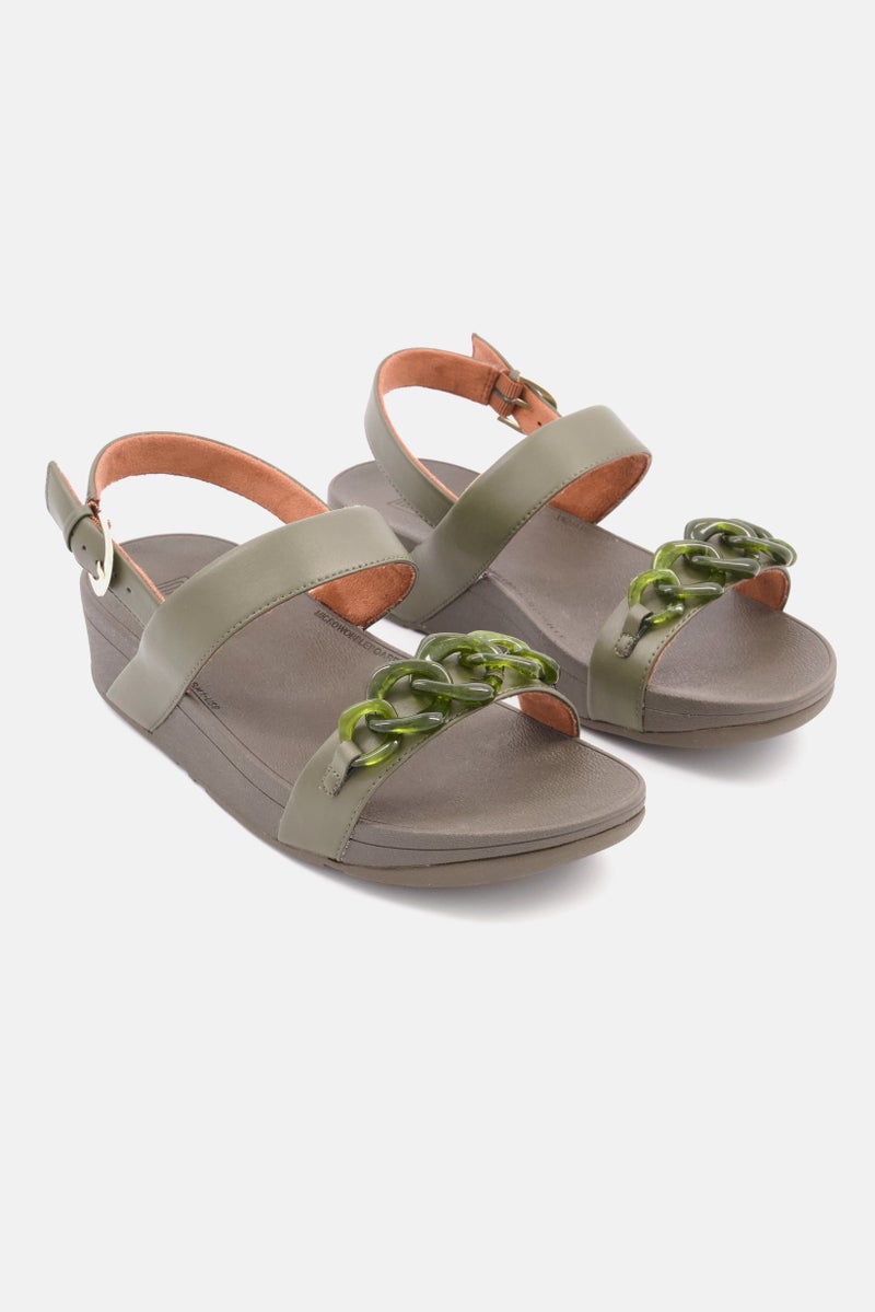 FitFlop Women Lottie Tortoise Shell Chain Adjustable Buckle Casual Sandal, Olive - Image 1