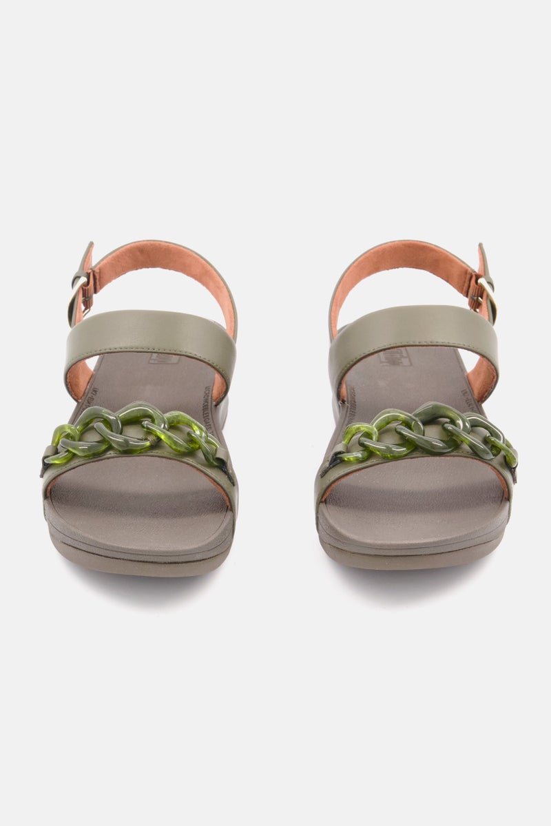 FitFlop Women Lottie Tortoise Shell Chain Adjustable Buckle Casual Sandal, Olive - Image 3