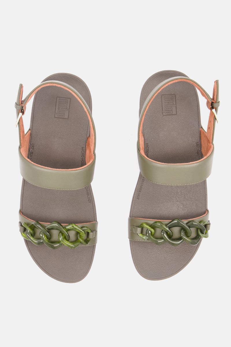 FitFlop Women Lottie Tortoise Shell Chain Adjustable Buckle Casual Sandal, Olive - Image 4