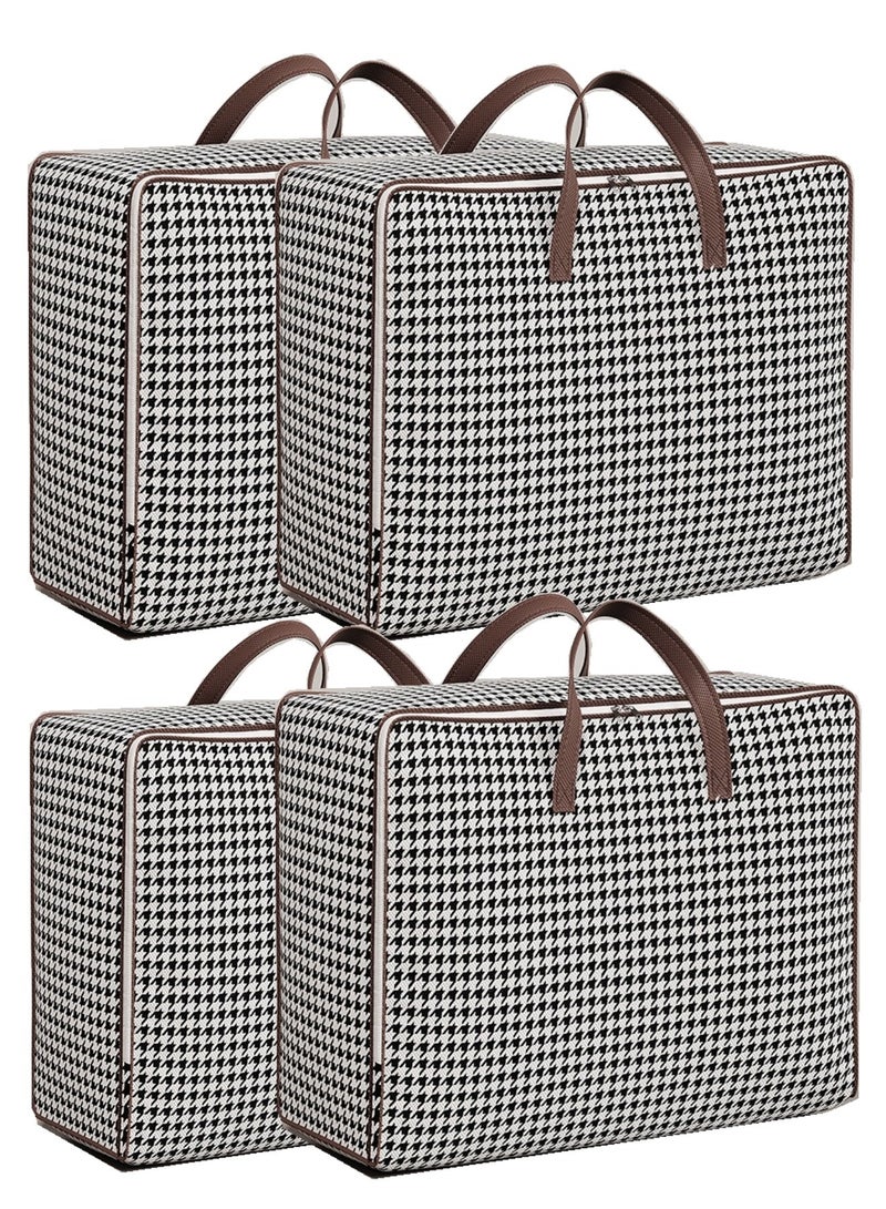 LuckSa 4pcs Quilt Storage Bags Extra Large Storage Laundry Bags – Big Moving Bags with Zipper & Handles -Shopping Reusable Storage Zip Bag, Heavy Duty Organizer Bags for Quilts Blankets Pillows Cloths - Image 1