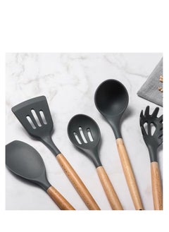 TD HOME 11-Piece Cooking Utensils Set With Handles Black/Brown 11.93inch  - Image 3