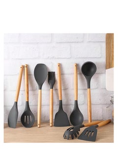 TD HOME 11-Piece Cooking Utensils Set With Handles Black/Brown 11.93inch  - Image 4