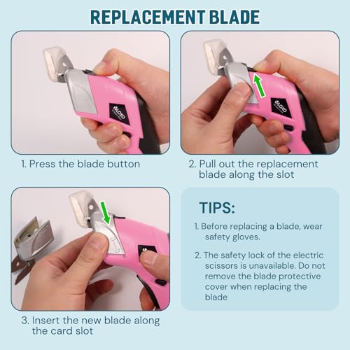 VLOXO Cordless Electric Scissors Cardboard Cutter with 2 Type Blades Rechargeable Powerful Shears Cutting Tool for Fabric Electric Box Cutter Leather Felt with Charger & Storage Box-Pink - Image 5