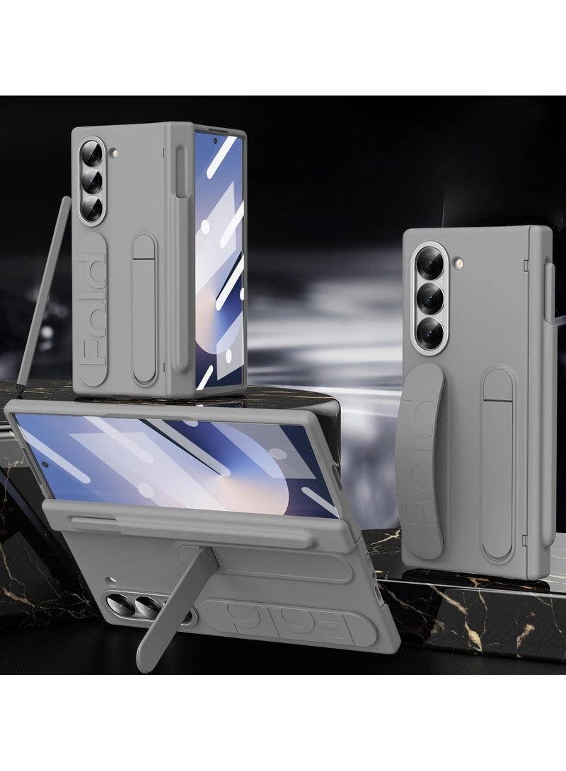 general Case Compatible with Samsung Galaxy Z Fold 6, with Foldable Screen Stand and Wristband, with Fully Wrapped Protective Cover for The Shell Film Hinge Cover with Pen Slot and Pen - Image 4