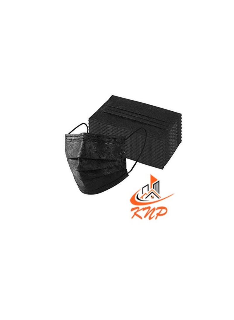 knp Disposable 3-Ply Face Mask (Box of 50, Black)