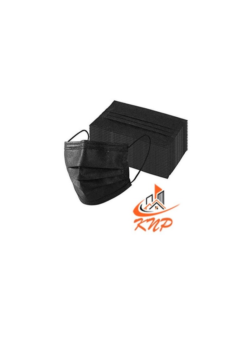 knp Disposable 3-Ply Face Mask (Box of 50, Black)