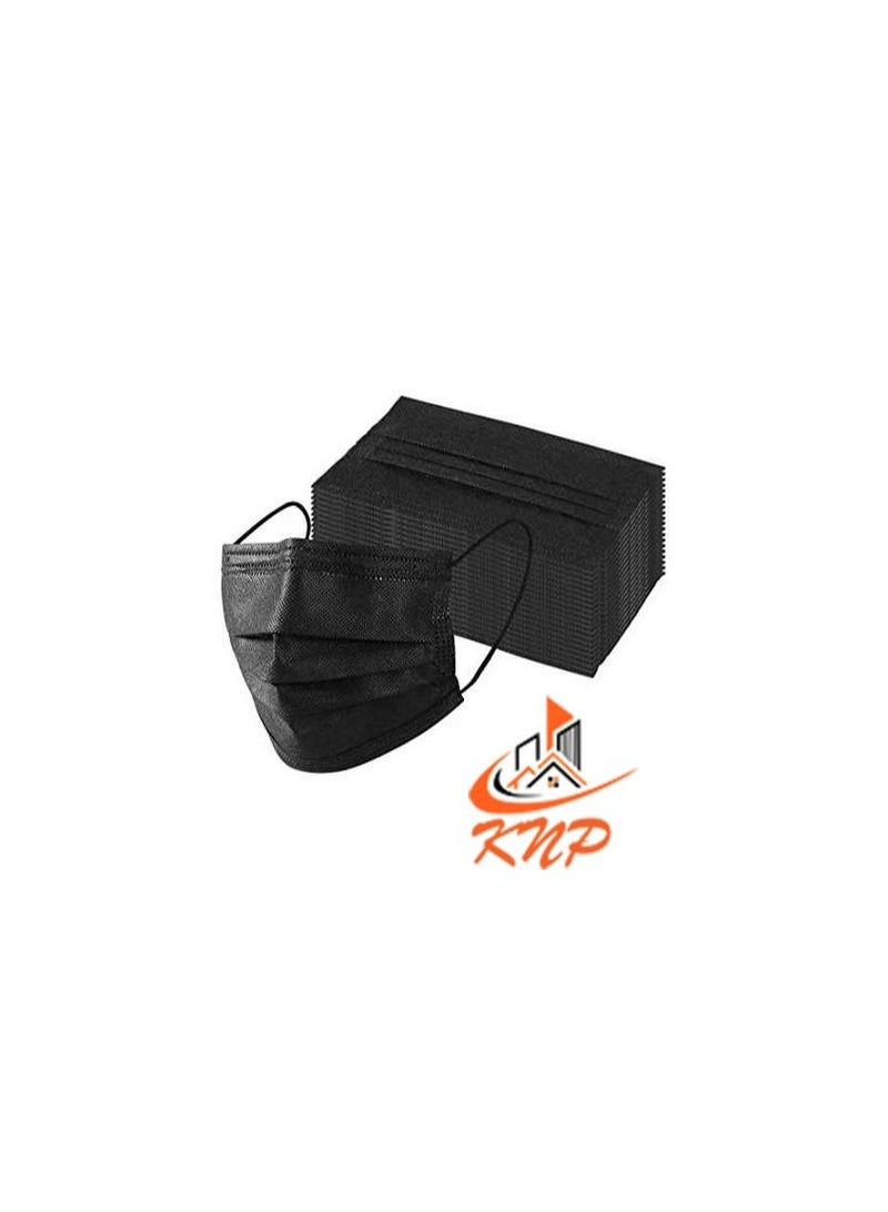 knp Disposable 3-Ply Face Mask (Box of 50, Black)