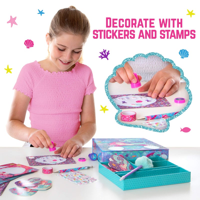 GirlZone Mermaid Stationery Set - 45-Piece, White Paper - Mermaid Writing Set & Letter Writing Kit for Kids - Image 5