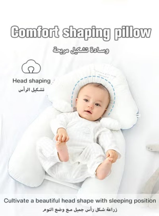 دوكو وسادة نوم حضانة الطفل للرضع الجدد، وسادة تشكيل الطفل مع جانبين مانعين للصدمات، وسادة قطنية ناعمة ضد الانقلاب للأولاد والبنات، ذات جودة عالية جدًا - Image 1
