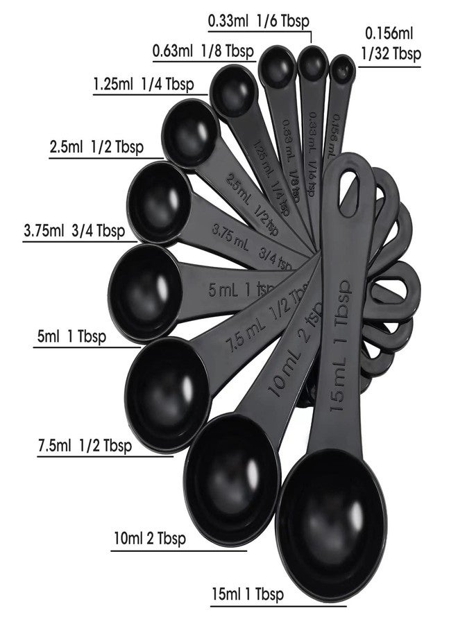 DOTINGHUX Measuring Spoons, Plastic Measuring Spoons Set with Egg Separator 12-Piece,Black - Image 3