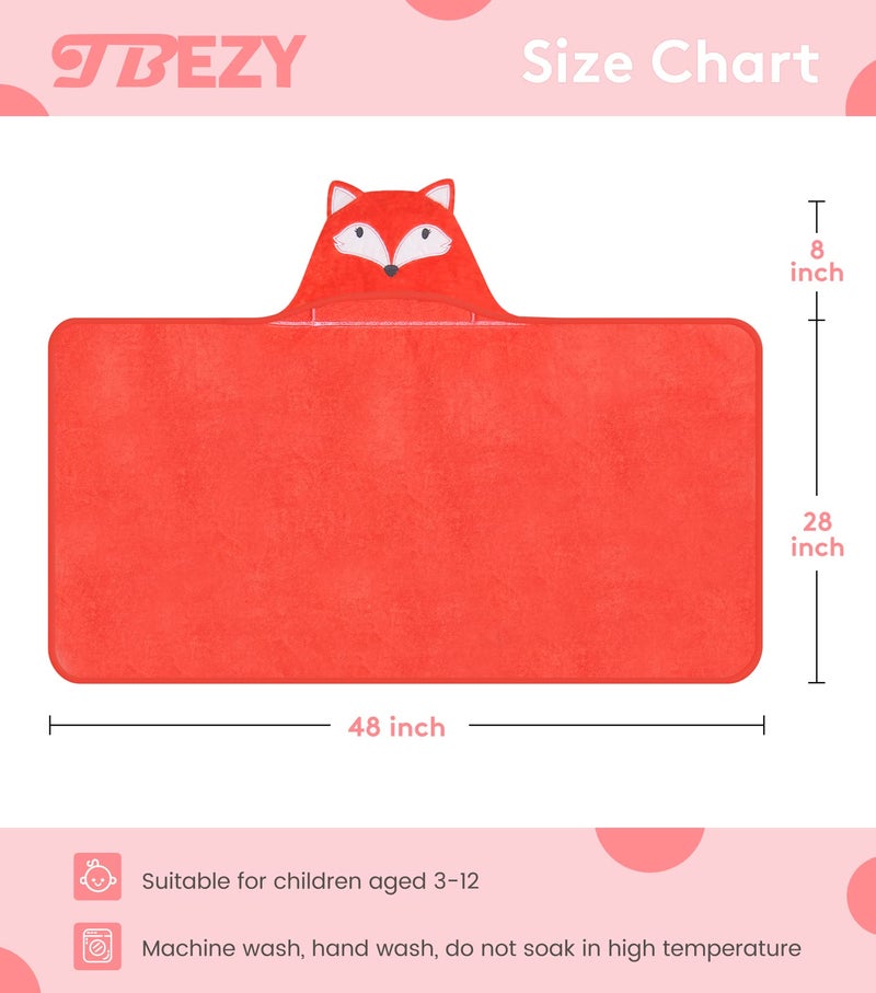 TBEZY Hooded Towel for Kids 100% Cotton Ultra Soft with Unique Animal Design Large for Infants 3-10 Years (Fox) - Image 2