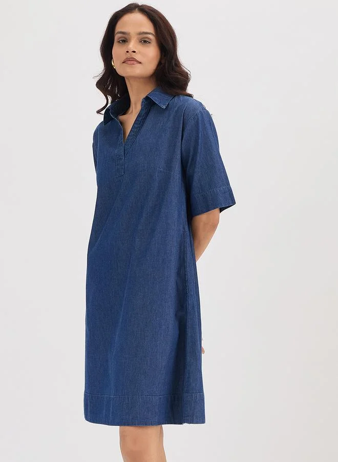 فيميلا فستان دنيم بطول الركبة