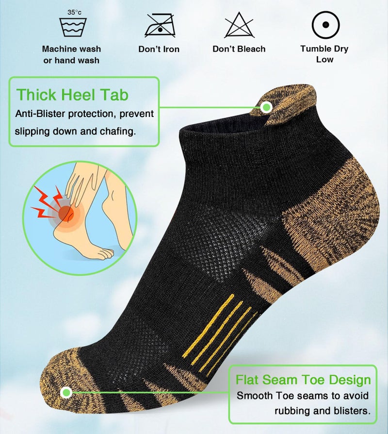 Heyoboy Womens Ankle Anti-blister Thick Cushioned Wicking Odor Resist Athletic Running Socks, Size 9-11, Black 5 Pairs - Image 3