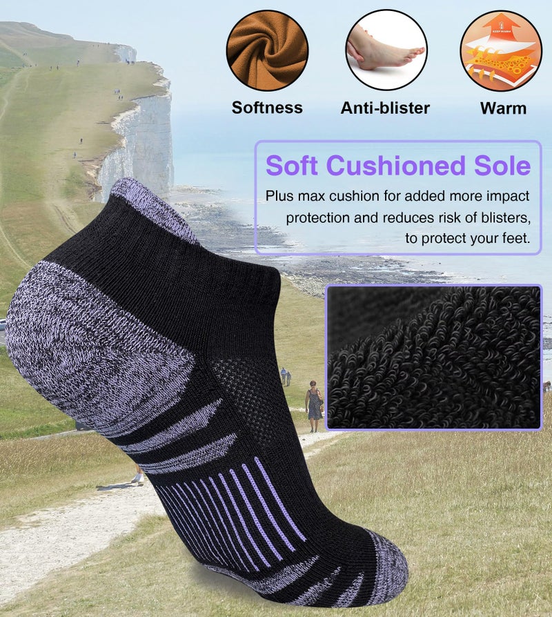 Heyoboy Womens Ankle Anti-blister Thick Cushioned Wicking Odor Resist Athletic Running Socks, Size 9-11, Black 5 Pairs - Image 2
