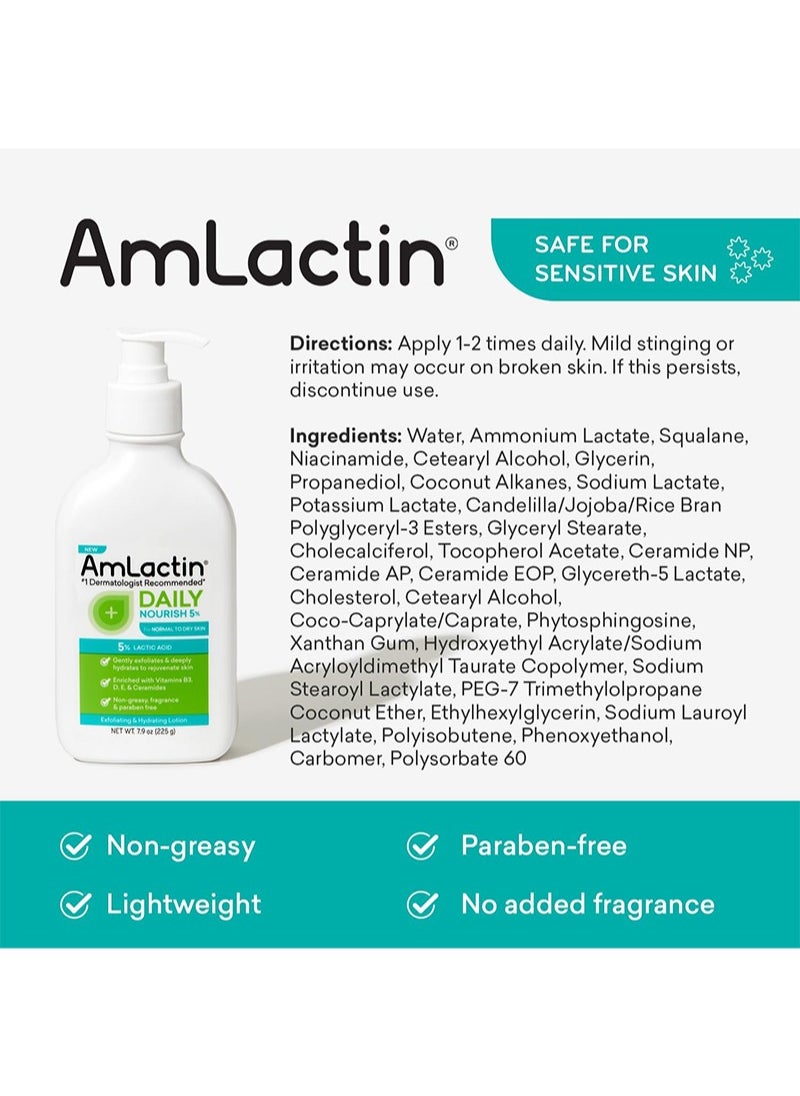 AmLactin - Amlactin Daily Nourish Body Lotion 5% - 7.9 oz with 5% Lactic Acid - Exfoliates and Moisturises for Dryness - Image 1
