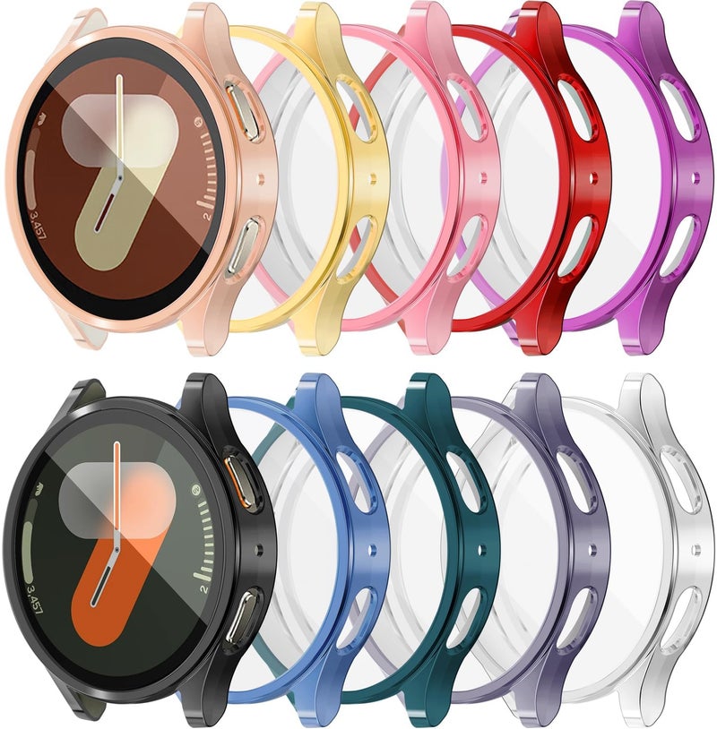 RICHONE [10 Pack] Compatible with Samsung Galaxy Watch 7 40mm Screen Protector Case, Soft TPU Protective Face Cover Colored Bumper Accessories for Women Men (10 Colors, Samsung Watch7 40 mm SM-L300) - Image 1