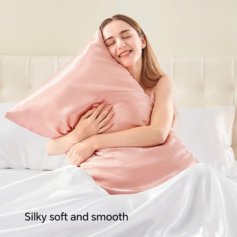 BEDELITE All climate suitability Satin Pillowcase with Zipper, Coral Pillow Cases Queen Size Set of 2, Super Soft and Cooling Similar to Silk Pillow Cases, Gift for Women Men(20x30 Inches) Cost effective fine quality - Image 2