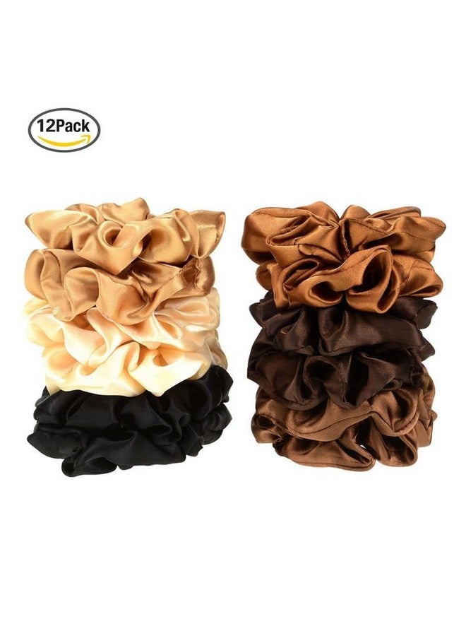 Shidara 12 Pieces 4.3 inch LUXURY Satin Hair Scrunchies for Women Elastic Hair Bobbles Scrunchies Hair Ties for Kids Adults, Elastic Bands Girls Thick Thin Curly 12 Colors - Image 3