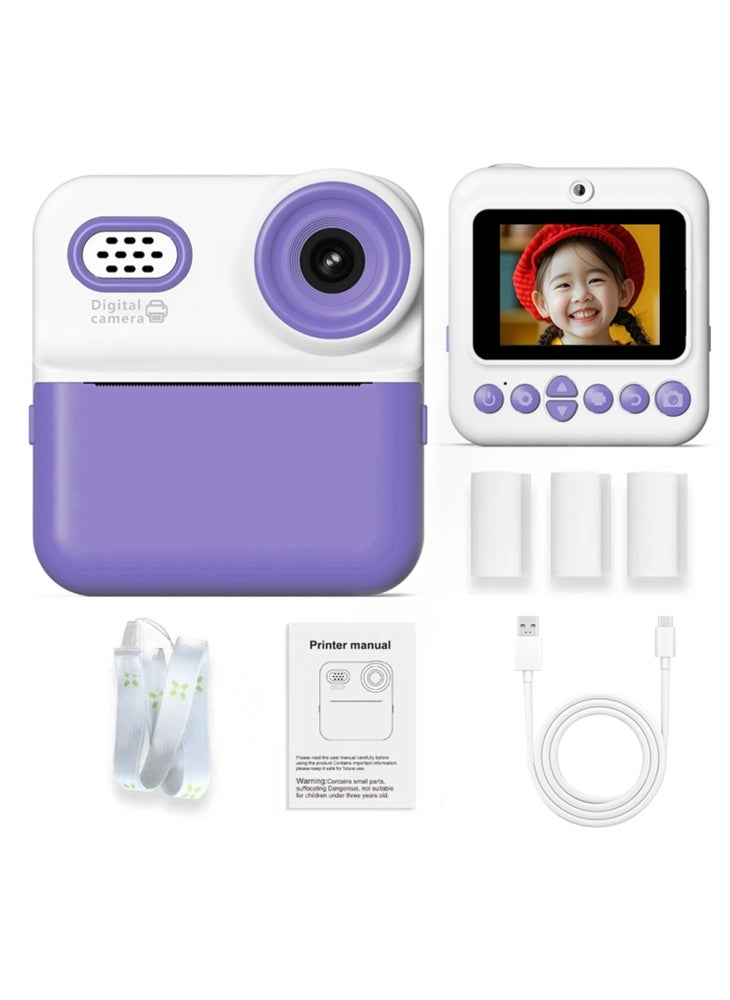 Generic P03 Instant Print Camera for Kids 1080P Digital Video Camcorder with 32G Memory Card and Card Reader - Purple - Image 1