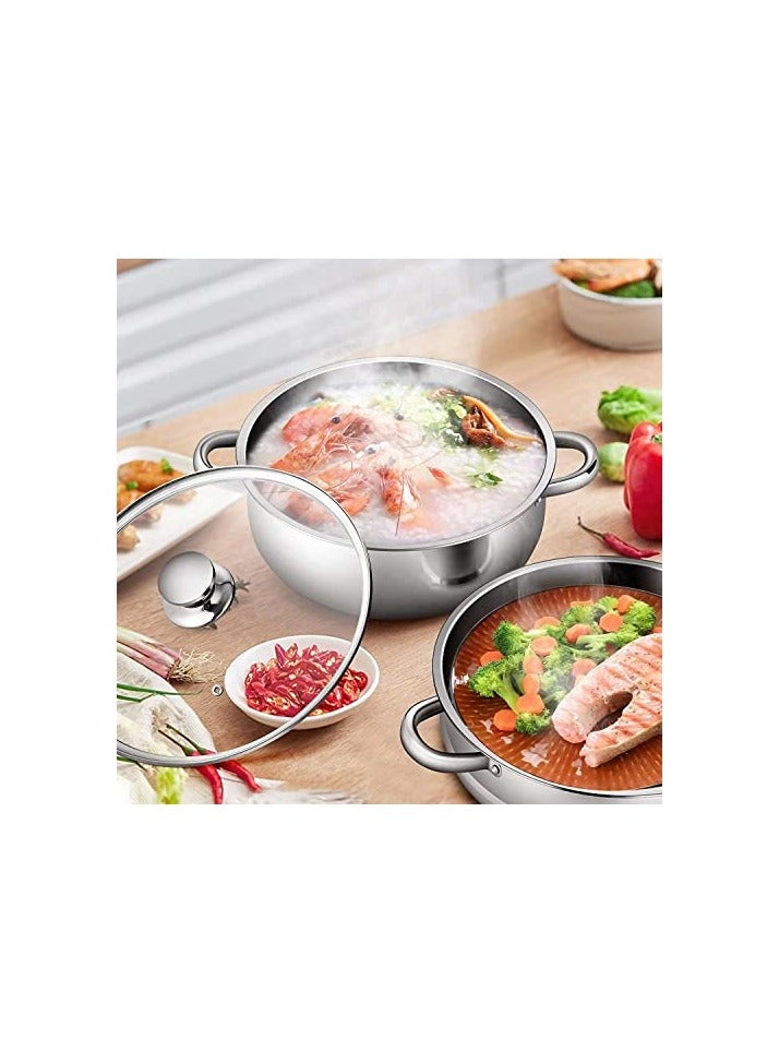 erorex 2-Tier Stainless Steel Steamer, 7-Inch Multi-Layer Boiler Pot with Handles on Both Sides  - Image 5