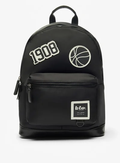 Lee Cooper Applique Detail Backpack with Adjustable Straps and Zip Closure - 30x13x41 cm
