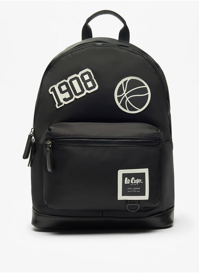 Lee Cooper حقيبة ظهر مزينة بتطريزات وأشرطة قابلة للتعديل وإغلاق بسحاب - 30x13x41 سم  - Image 1